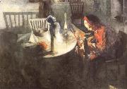Carl Larsson The Ribbon Weaver USA oil painting artist
